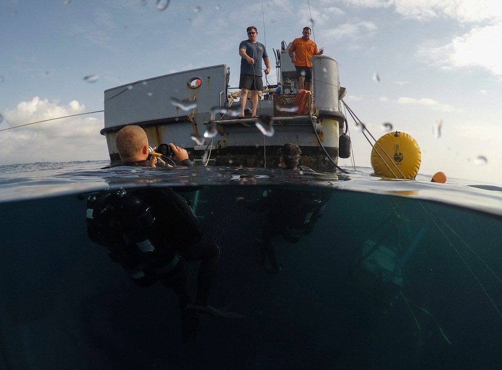 Underwater recovery operations in Corsica France, July 2018