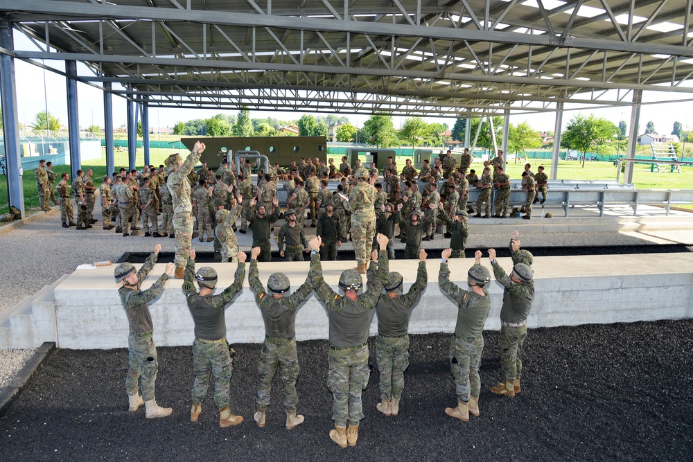 Multinational Airborne Refresher Training at Caserma Del Din, Vicenza, Italy, July 18, 2018.