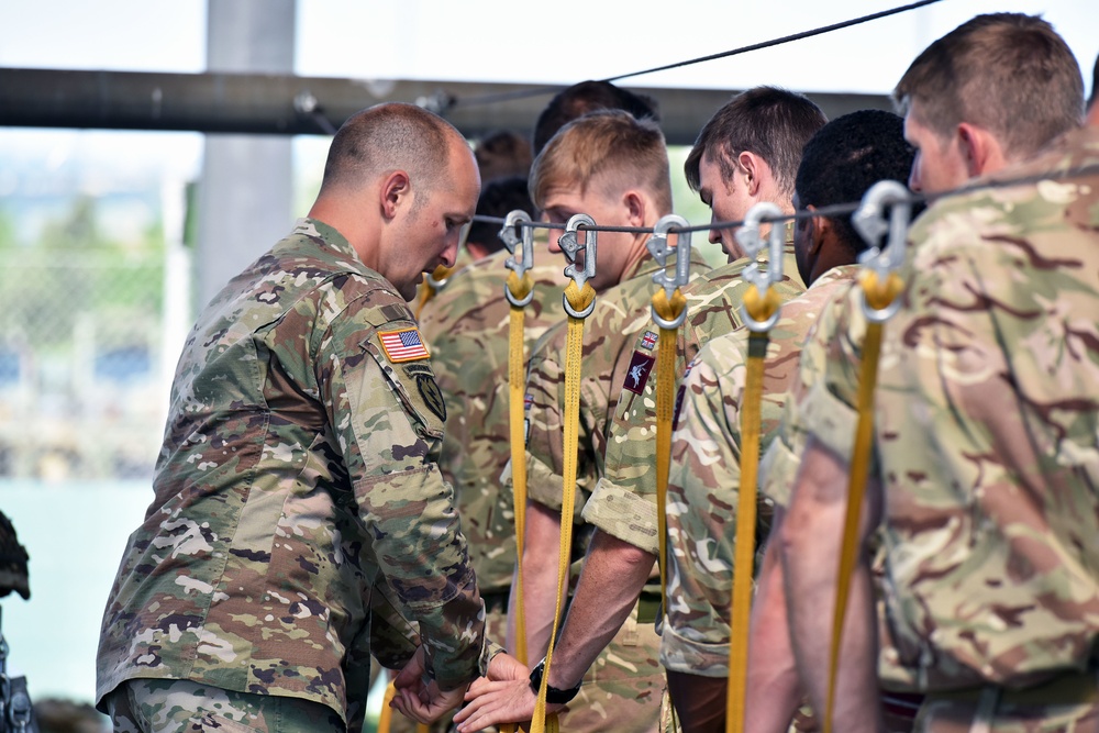 Multinational Airborne Refresher Training at Caserma Del Din, Vicenza, Italy, July 18, 2018.