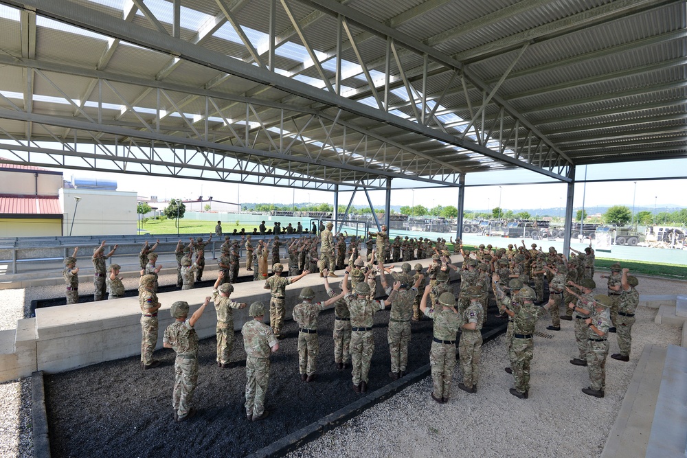 Multinational Airborne Refresher Training at Caserma Del Din, Vicenza, Italy, July 18, 2018.