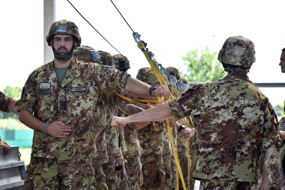 Multinational Airborne Refresher Training at Caserma Del Din, Vicenza, Italy, July 18, 2018.