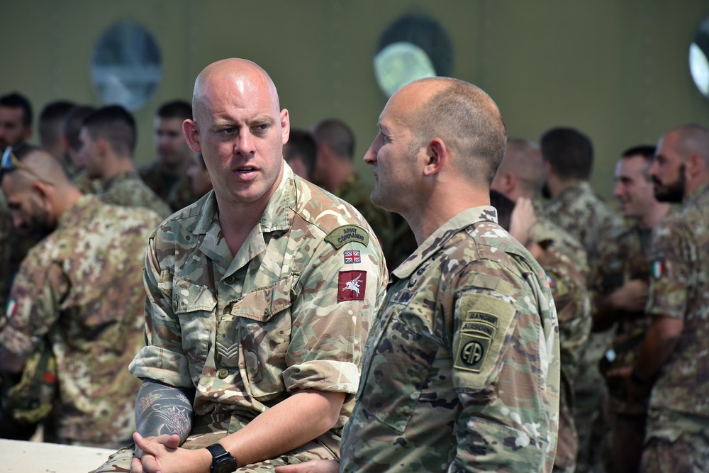 Multinational Airborne Refresher Training at Caserma Del Din, Vicenza, Italy, July 18, 2018.