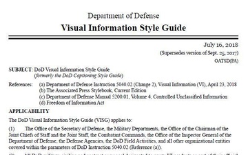 DoD VI Style Guide cover