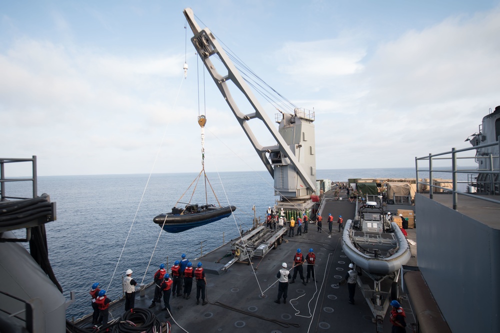 USS Harpers Ferry Conducts Crane Operations