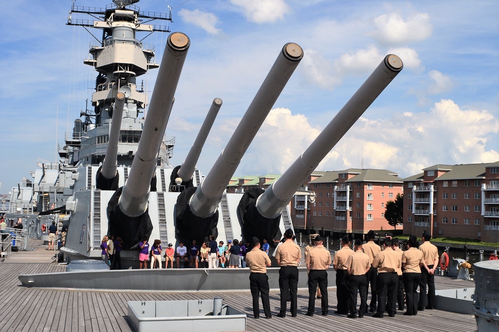 USS Wisconsin hosts a re-enlistment ceremony