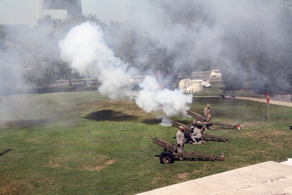Salute battery fires for ceremony