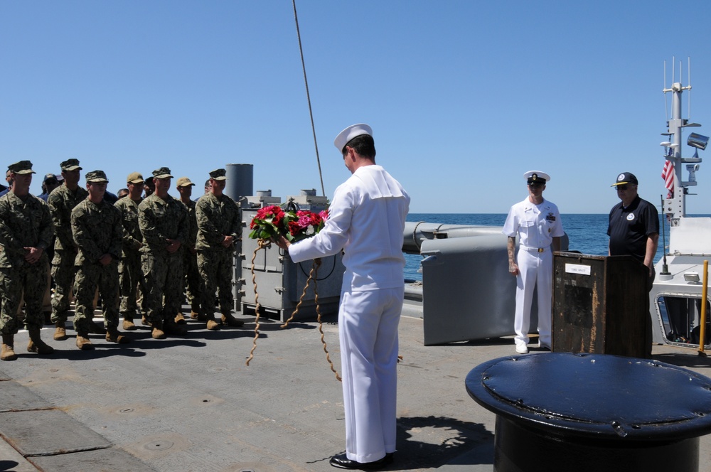 U.S. Navy commemorates the 100th anniversary of the sinking of the USS San Diego (ACR 6) with a wreath laying ceremony.