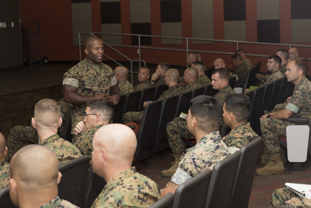The needs of the Marine Corps: Camp Pendleton Marines receive brief from Manpower Management Division