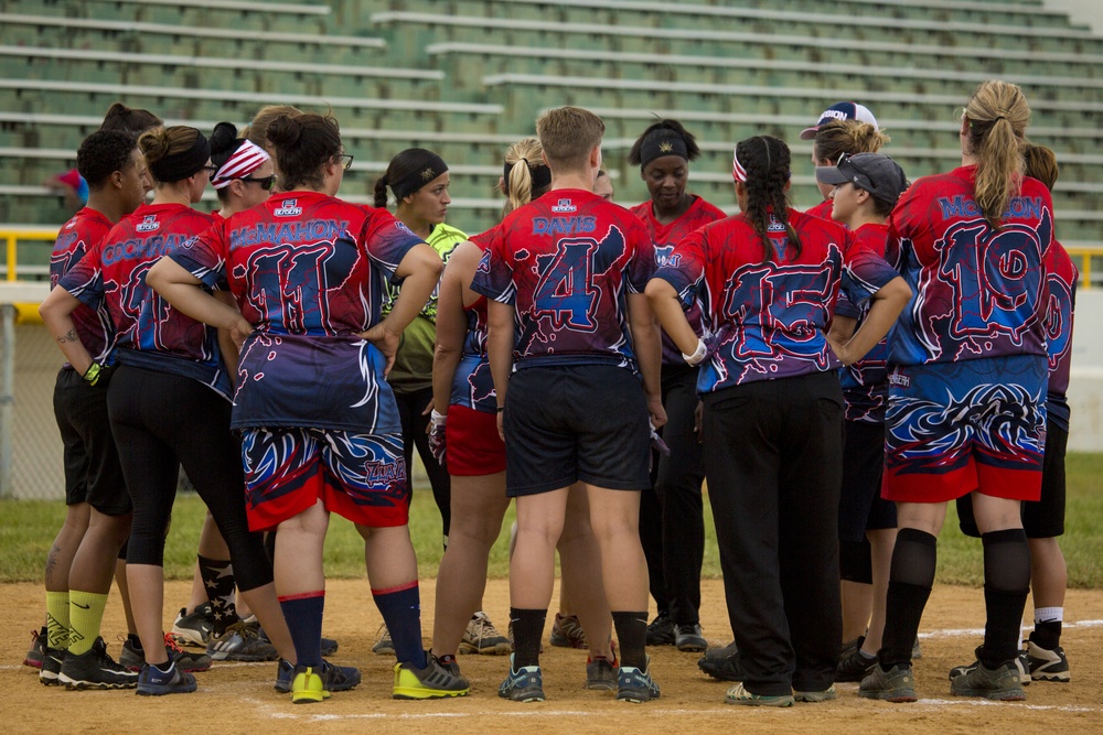 Service members compete in Firecracker Softball Tournament