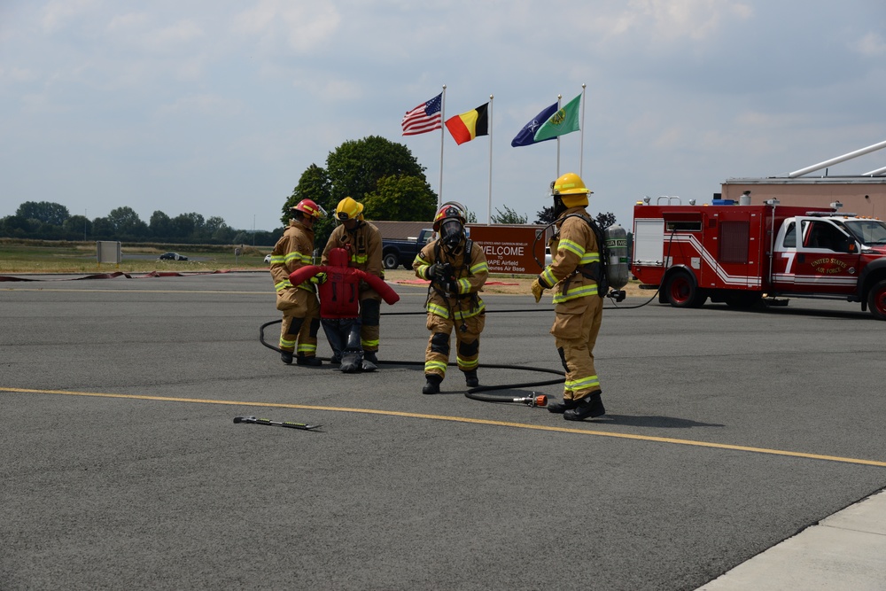 Chievres Fire Fighters 424th Squadron Turkish Airbus A400M exercise