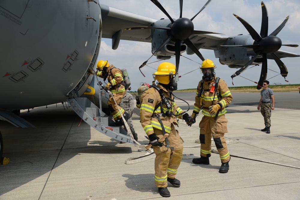 Chievres Fire Fighters 424th Squadron Turkish Airbus A400M exercise