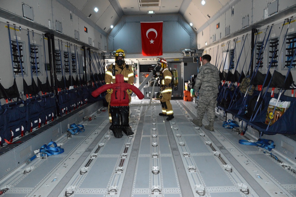 Chievres Fire Fighters 424th Squadron Turkish Airbus A400M exercise