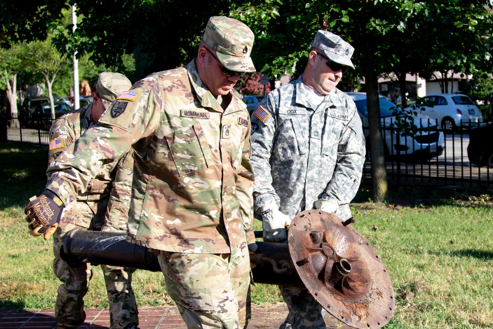 MDNG soldiers remove trench mortar for restoration