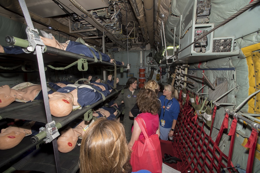 A flight nurse educates civilian nurses