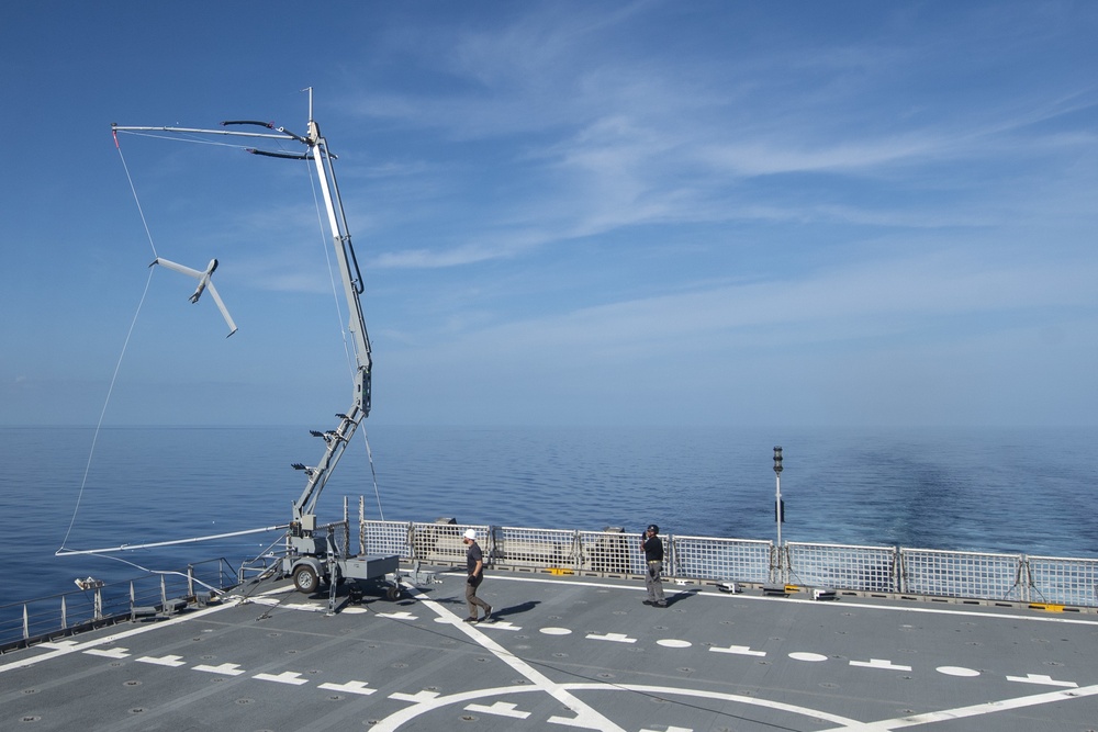 Scan Eagle recovery aboard USNS Spearhead