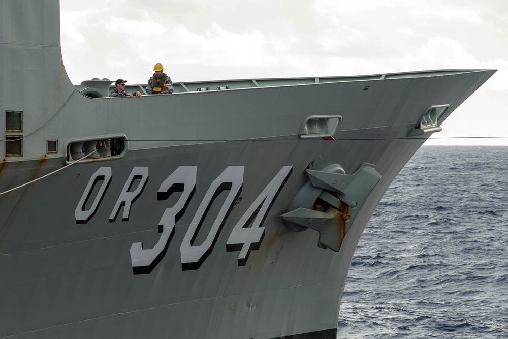 USS Preble replenishment-at-sea during RIMPAC