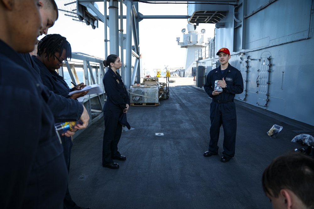 USS Mount Whitney (LCC 20) conducts safety stand down training