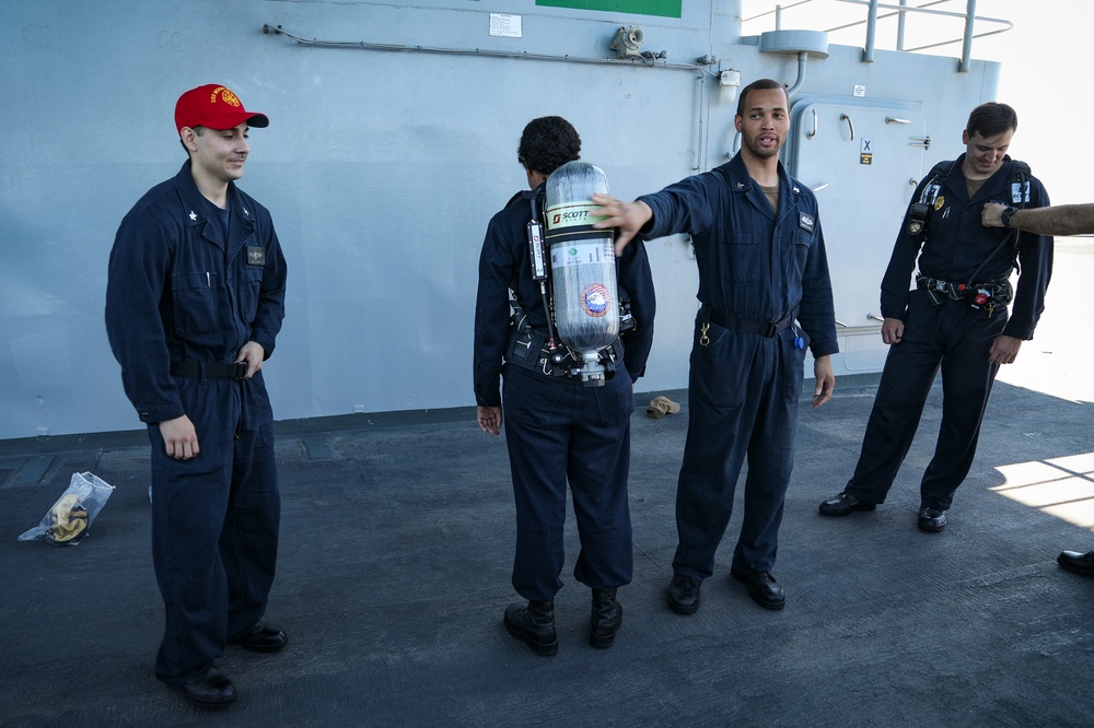 USS Mount Whitney (LCC 20) conducts safety stand down training