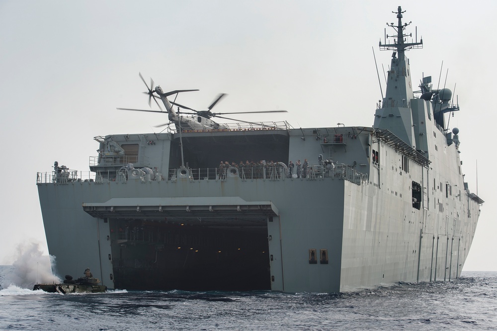 LCAC Enters HMAS Adelaide Well Deck