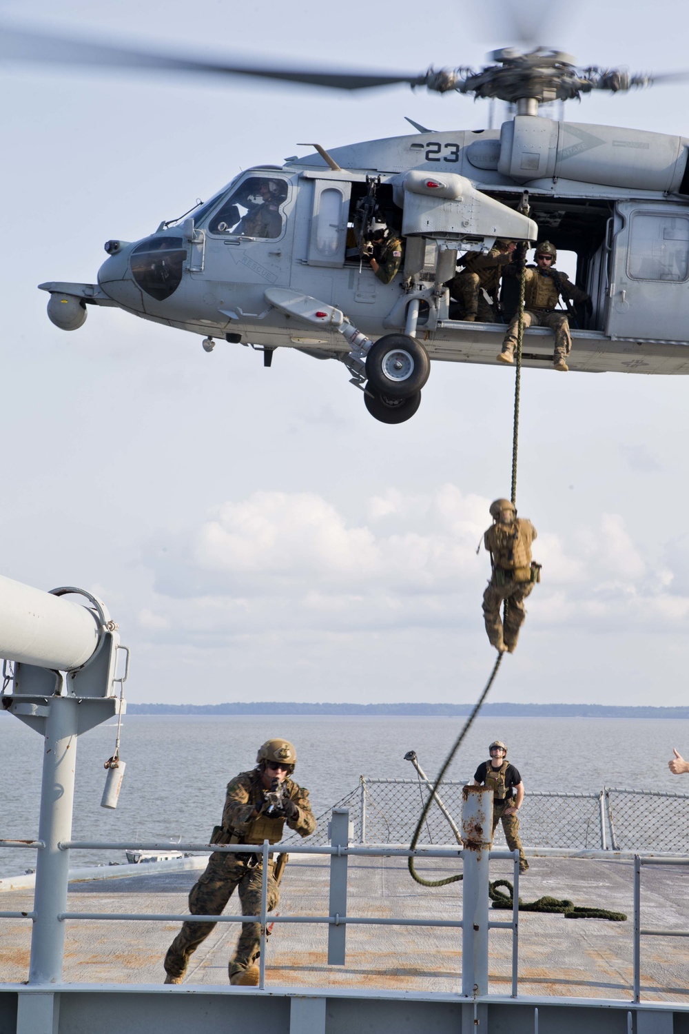 Marines with the MRF, 22nd MEU participate in a VBSS course