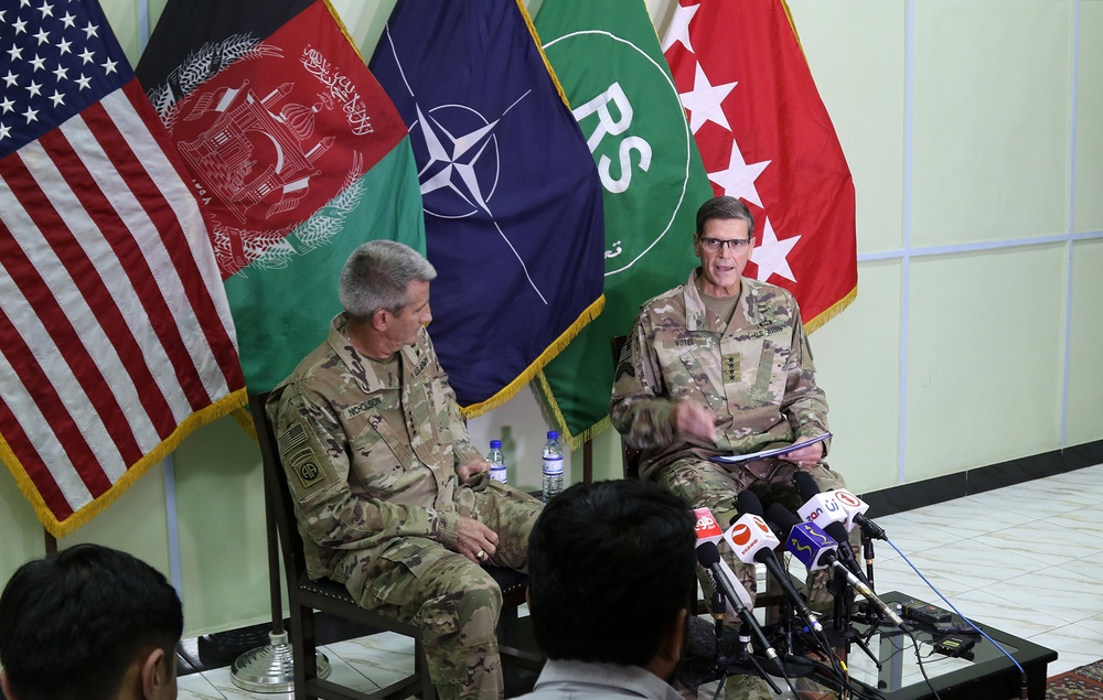 Nicholson, Votel press conference in Kabul