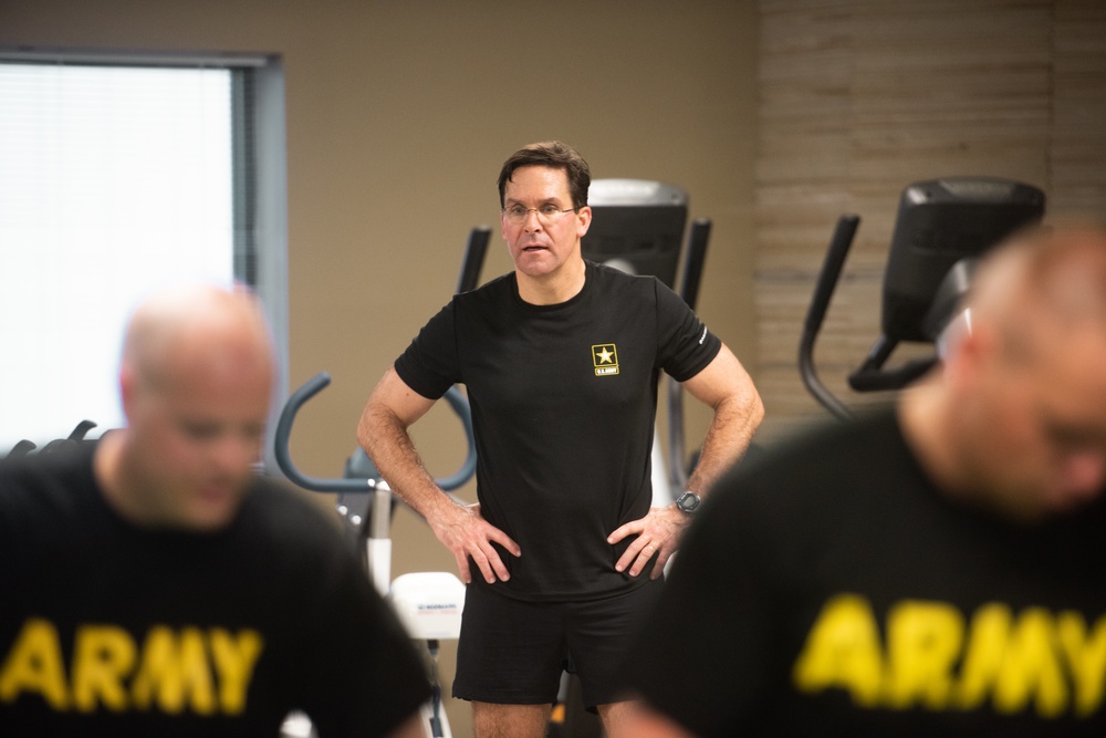 Secretary of the Army conducts Physical Fitness with Indiana National Guard LifeFit Program