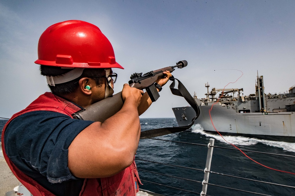 USS Jason Dunham (DDG 109) UNREP with USNS Richard E. Byrd (T-AKE 4)