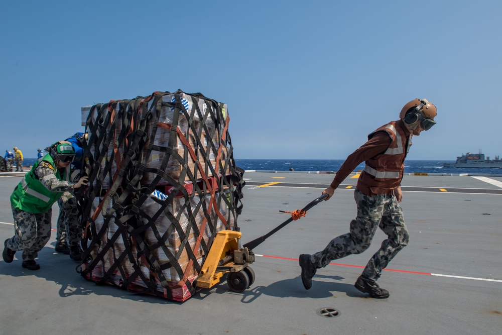 HMAS Adelaide (L01) Conducts VERTREP During RIMPAC