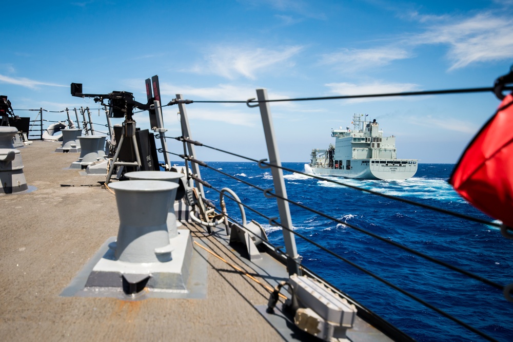 USS Dewey Replenishment-At-Sea with MV Asterix