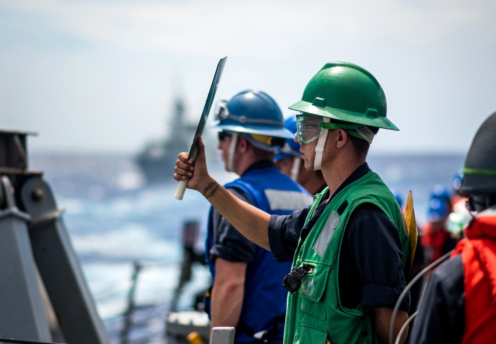 USS Dewey Replenishment-At-Sea with MV Asterix