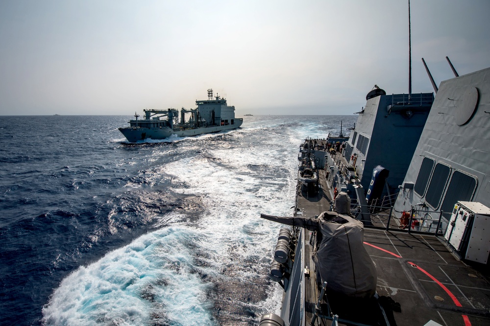 USS Dewey Replenishment-At-Sea with MV Asterix