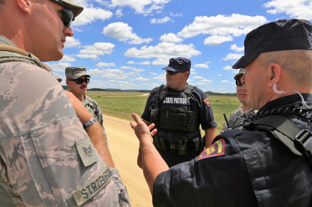 Air Force security forces, Wisconsin State Patrol trooper team up during Patriot North 2018