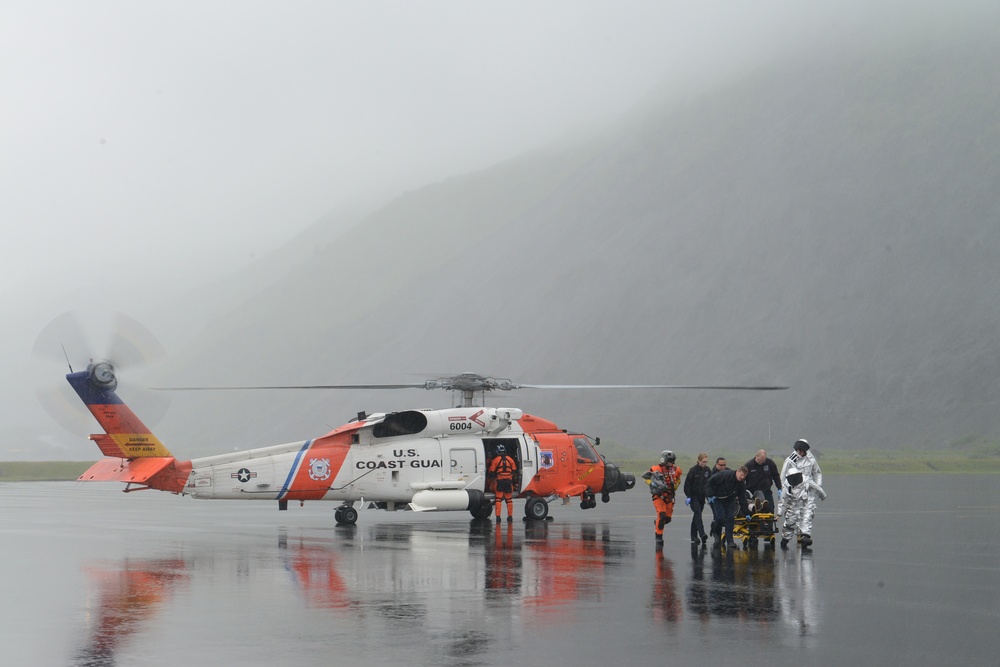 Coast Guard Air Station Kodiak conduct medevac from FV Nordic Cross