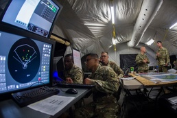 Soldiers execute a simulation of Patriot missile engagement
