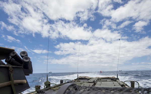 Assault Amphibious Vehicles Pick Up Troops Following Exercises At Pohakuloa Training Area During RIMPAC