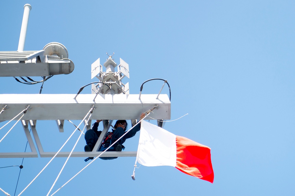 USS Preble (DDG 88) conducts routine operations at sea.