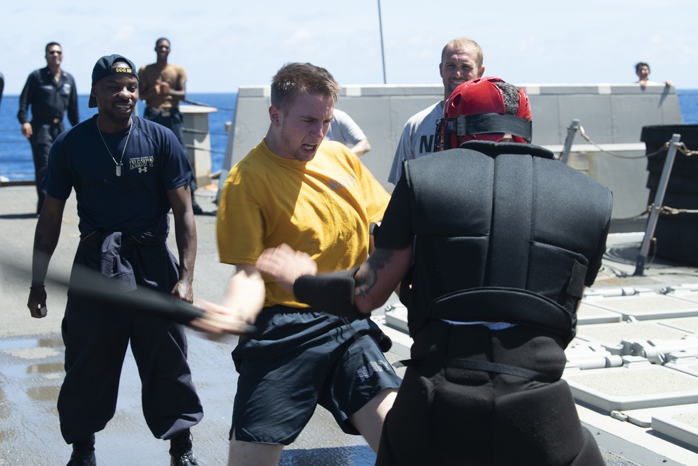 Sentry training aboard USS Preble