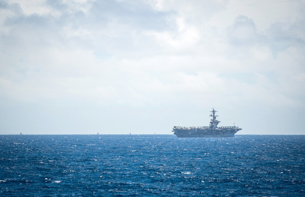 USS Carl Vinson sails with partner nations during RIMPAC