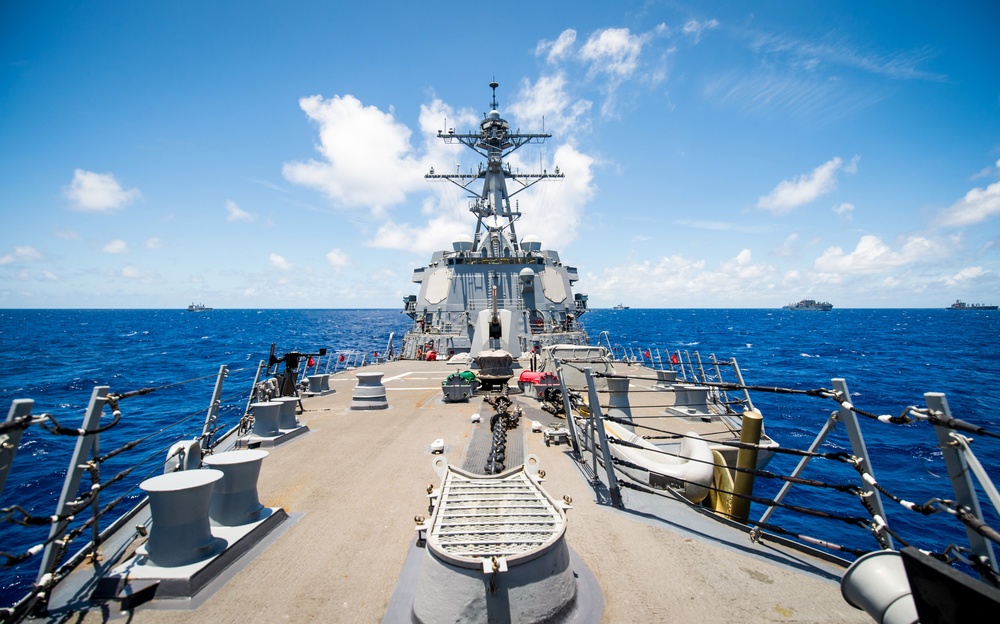 USS Dewey sails with partner nations during RIMPAC 2018 photo exercise