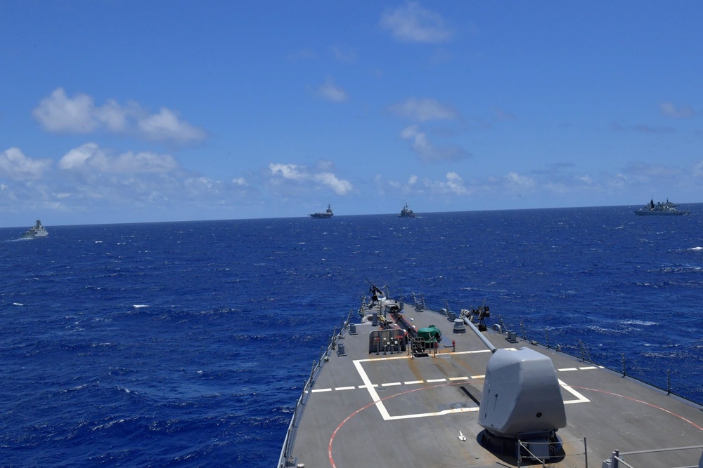 USS O’kane sails with partner nations during RIMPAC 2018 photo exercise