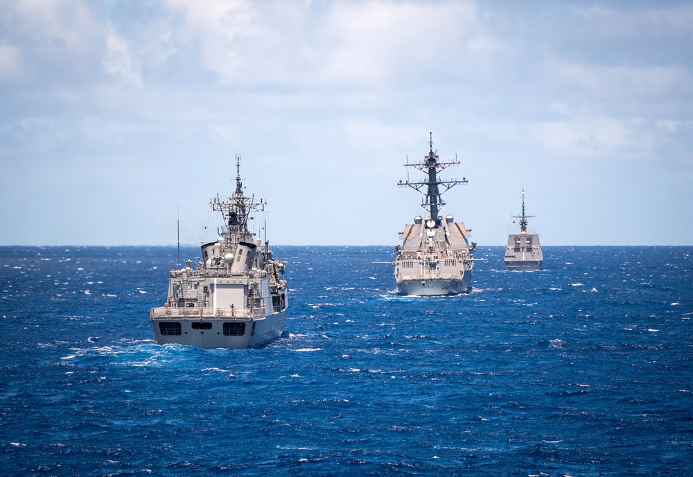 MHNZS Te Mana, USS Preble and RSS Tenacious Underway During RIMPAC 2018