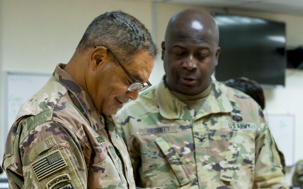 U.S. Army Lt. Gen. Michael X. Garrett, U.S. Army Central commanding general visits Soldiers in Qatar