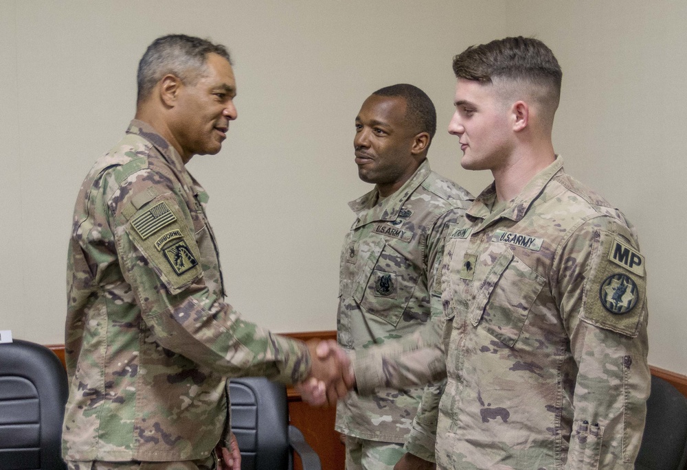 U.S. Army Lt. Gen. Michael X. Garrett, U.S. Army Central commanding general visits Soldiers in Qatar