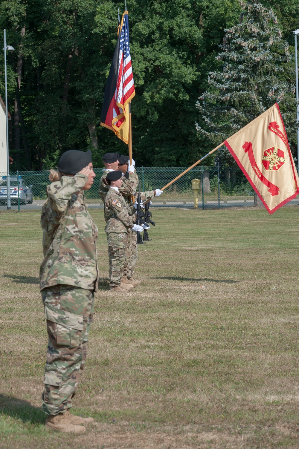 Change of Command USAG Ansbach Col. Benjamin C. Jones and Col. Steven M. Pierce.