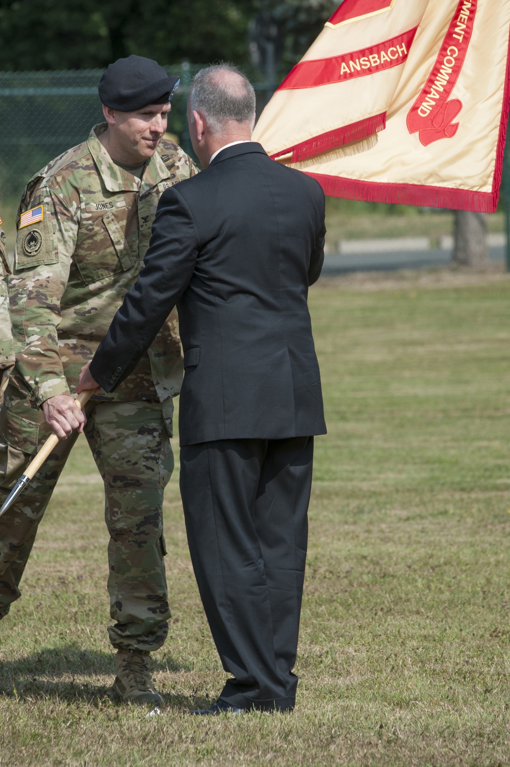 Change of Command USAG Ansbach Col. Benjamin C. Jones and Col. Steven M. Pierce.