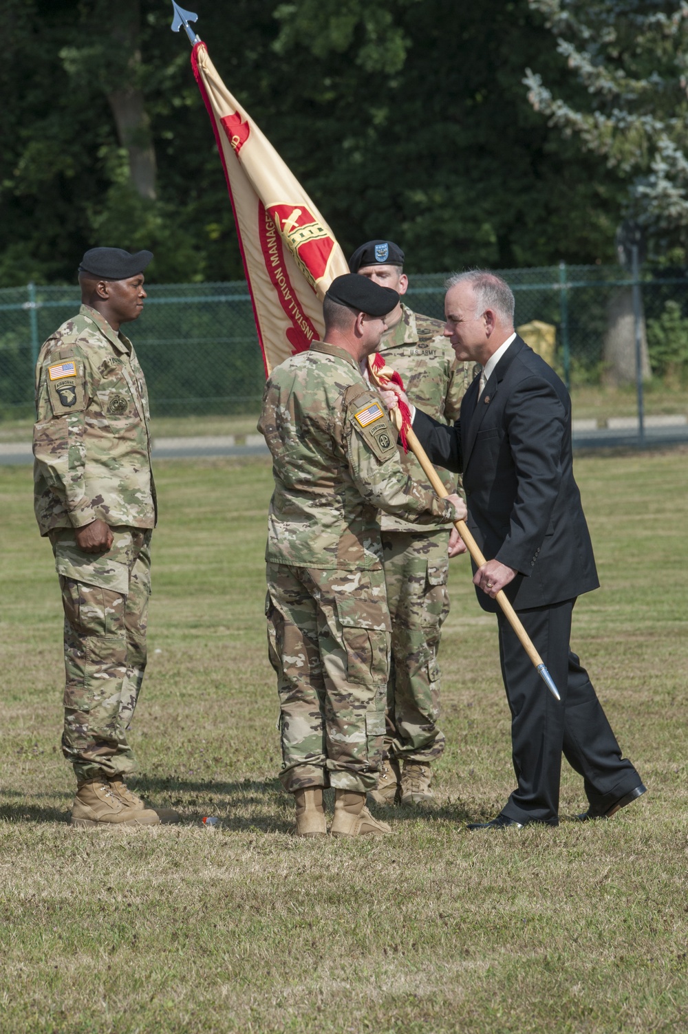 Change of Command USAG Ansbach Col. Benjamin C. Jones and Col. Steven M. Pierce.