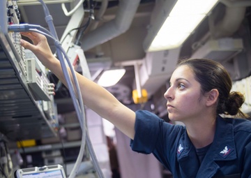 Aviation Electronics Technicians Conduct Routine Equiptment Tests Onboard USS Bonhomme Richard