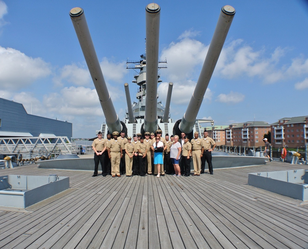 An iconic view of turret #1 aboard the USS Wisconsin