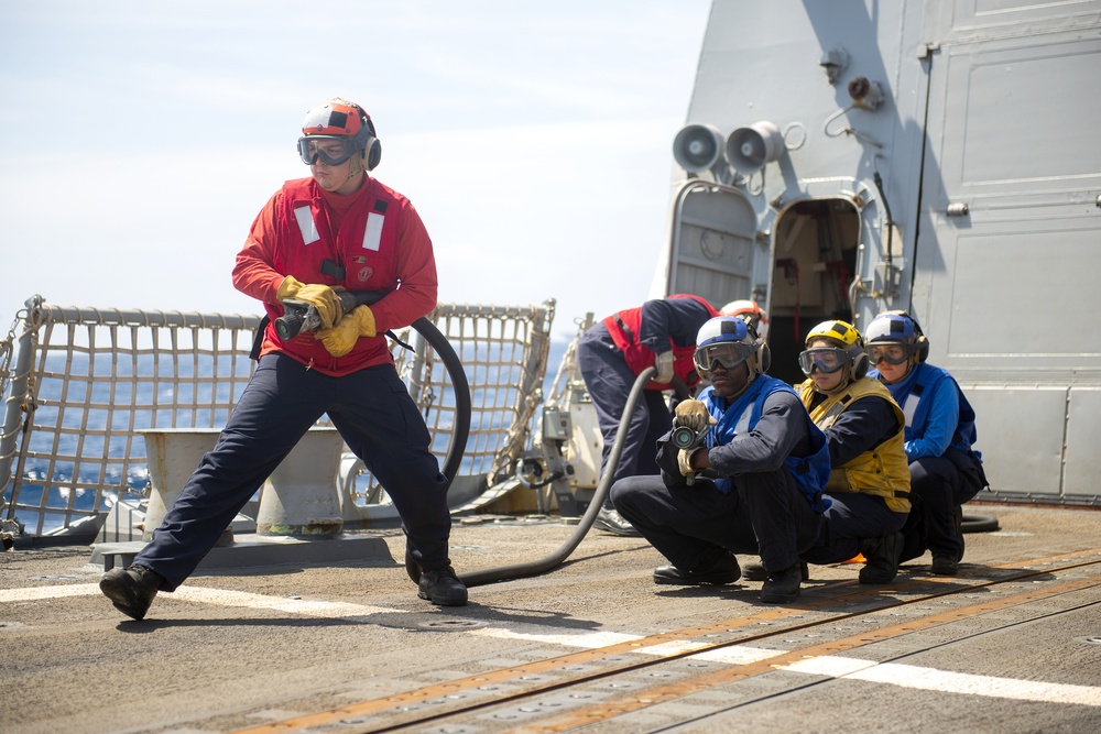 USS Preble (DDG 88) conducts routine operations at sea.