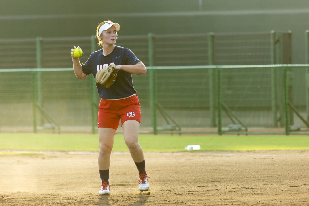 USA Women’s National Softball Team practice in Iwakuni City